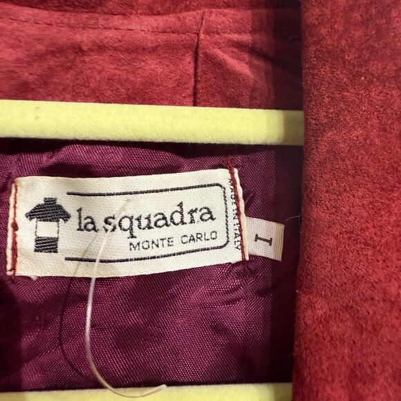 La Squadra Monte Carlo Red Suede Leather Jacket Sz M - Picture 6 of 12